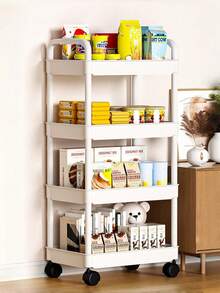 Small Cart Storage Rack, Kitchen Floor Model, Bedroom Multi-Level Snack Organizer, Mobile Bathroom/Toilet Storage Rack. - Multicolor - View 2