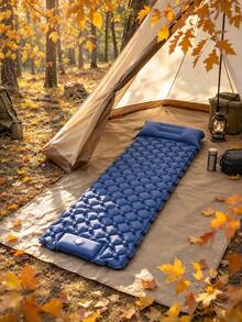Outdoor Inflatable Mattress, Portable Camping Sleeping Pad With Built-In Pillow, Diamond-Pattern Foldable Nylon Sleeping Mat. - Multicolor 10 - View 6