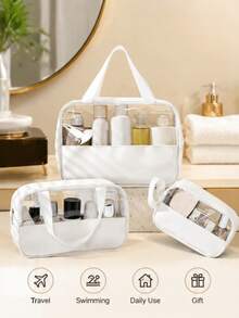 Tas Kosmetik Kapasitas Besar Terbaru, Organizer Kosmetik Genggam Bergaya, Tas Perlengkapan Mandi Multifungsi untuk Perjalanan, Berenang & Penggunaan Sehari-hari - MultiWarna - View 2