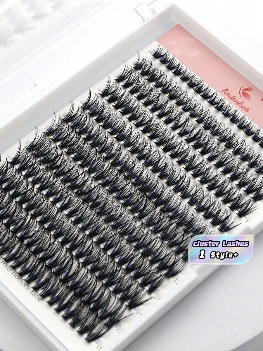 رموش صناعية فردية 40D مجعدة DIY بتصميم عناقيد، 240 قطعة، أطوال مختلطة 9-16 مم، كثيفة وناعمة، إكستنشن رموش فردية للاستخدام المنزلي، هدية مكياج لحفلة عيد الميلاد، حشوة جوارب العطلات، إطلالة احتفالية براقة، سهلة التطبيق DIY - الأسود - مشاهدة 1