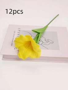 6/12Pcs Optional Brownie Open Tulip Artificial Flowers, Realistic PU Faux Tulips, Nordic Simple Style For Living Room Bedroom Tabletop Decoration - Five tablets - View 16