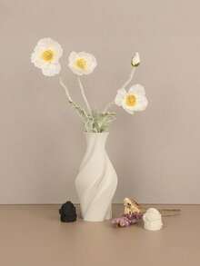 1PC Standard Size Simple Spiral Textured Decorative Vase Vessel For Fresh Dried Flowers Bouquet Tabletop Display Elegant Cozy Home Style For Living Room Bedroom Office Desk Entryway Shelf Centerpiece Essential - A - View 11