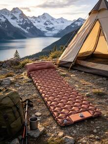 Outdoor Inflatable Mattress, Portable Camping Sleeping Pad With Built-In Pillow, Diamond-Pattern Foldable Nylon Sleeping Mat. - Multicolor 10 - View 10