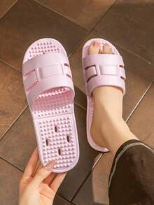 Yawasoul Foldable Cool Slippers Women's Bathroom Bath Hollow Quick-Drying Slippers, Portable Easy-To-Store Plastic Slippers, Suitable For Home, Travel, Hotel - Pink - View 6