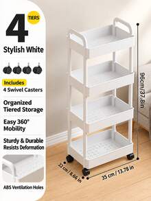 Small Cart Storage Rack, Kitchen Floor Model, Bedroom Multi-Level Snack Organizer, Mobile Bathroom/Toilet Storage Rack. - Multicolor - View 13