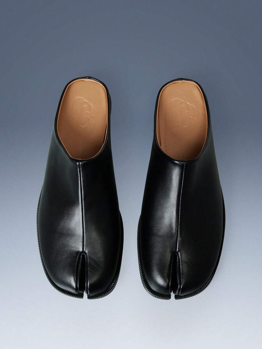 CUCCOO GRLICON Women's Minimal Tabi Backless Slip On Flats Black Casual Slide Slippers - Black - View 1