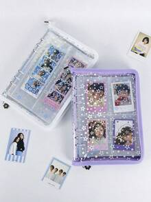 A5 Sticker Collection Organizer Binder Kit Large Capacity PU Leather Clear Sticker Storage Book Album With Zipper Closure Double-Sided Collecting For Journal Scrapbook Planner - Multicolor - View 4