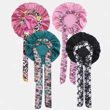 Dealstrict 4pcs Women's Solid Color Satin Sleep Caps With Drawstring, Silky Elastic Hair Protection Sleep Caps, Comfortable Sleep Caps, Suitable For Daily Use - B - View 5