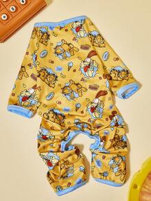 GARFIELD | PETSIN 1pc Cute Yellow Kitten High Eared Dog Ice Cream Daily Circle Printed Pet Jumpsuit Yellow Soft, Comfortable, Breathable Pet Clothing - Multicolor - View 1