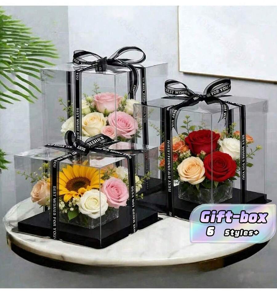 5 Transparent Cake Boxes Suitable For High-End Cakes Measuring 10 Inches X 10 Inches, Covered Gift Boxes For Weddings, Parties, And Gift Displays(Excluding Ribbons) - View 1
