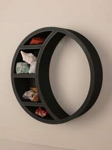 1PC Standard Size Crescent Moon Shaped Tiered Wall Mounted Display Shelf Rack For Crystal Stone Collection Small Trinkets Organizer With Non Slip Surface Space Saving Decorative Storage For Living Room Bedroom Entryway Home Decor Essential - 1PC - View 6