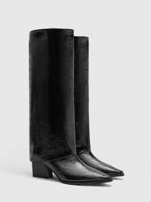 CUCCOO BIZCHIC Ladies Autumn And Winter New Simple Design Elegant Party Afternoon Tea Dating Festive Ladies Knee High Boots - Black - View 1