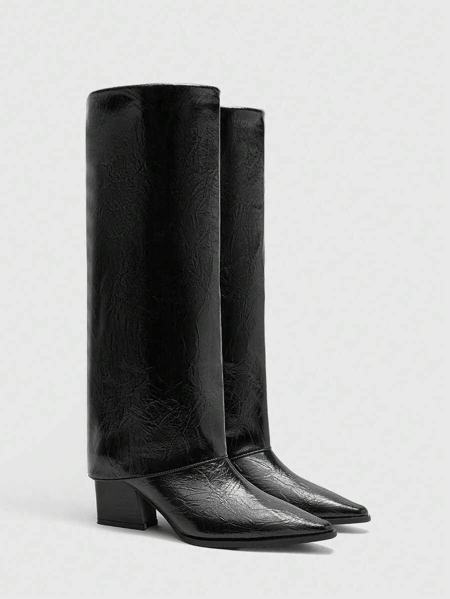 CUCCOO BIZCHIC Ladies Autumn And Winter New Simple Design Elegant Party Afternoon Tea Dating Festive Ladies Knee High Boots - Black - View 1