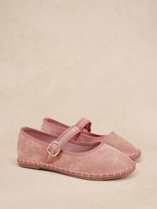 Rosivie Women's Casual Bohemian Style Buckle Design Slip-On Loafers Valentine's Day - Dusty Pink - View 2