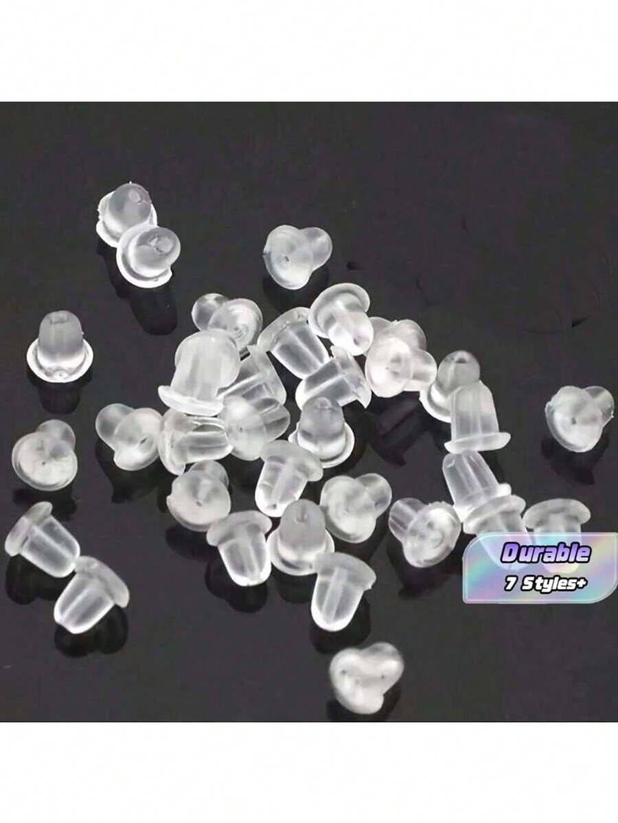 50-2000pcs Earring Backs With Cap, 5mm Hair Scrunchie Accessories, Women'S Fashion Earrings - Transparent - View 1