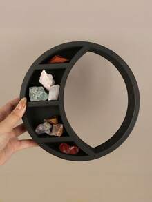 1PC Standard Size Crescent Moon Shaped Tiered Wall Mounted Display Shelf Rack For Crystal Stone Collection Small Trinkets Organizer With Non Slip Surface Space Saving Decorative Storage For Living Room Bedroom Entryway Home Decor Essential - 1PC - View 8