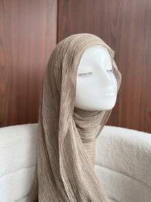 Dealstrict 1 Pc Soft Plain Color Crinkle Modal Hijab Solid Color Headscarf Arab Woman Everyday Hijab - Multicolor - View 2