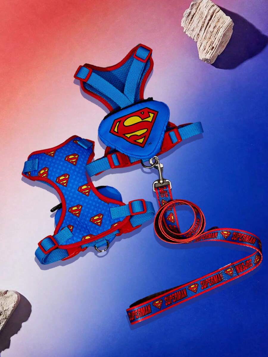 SUPERMAN X PETSIN Pet Collar, Leash And Harness Set, Ideal Choice For Pet Lovers - Blue - View 1