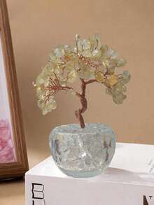 1件 2026新款小黃水晶樹裝飾品 餐桌中心裝飾 家用廚房臥室客廳辦公桌配件 派對伴手禮 伴娘生日母親畢業老師送給她的禮物 - 黃水晶白底座 - 查看 7