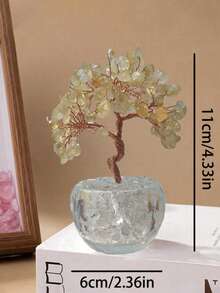 1件 2026新款小黃水晶樹裝飾品 餐桌中心裝飾 家用廚房臥室客廳辦公桌配件 派對伴手禮 伴娘生日母親畢業老師送給她的禮物 - 黃水晶白底座 - 查看 4