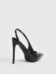 CUCCOO SZL New Pointed Thin High Heels, Black Back Strap, Empty Women's High Heels, Shoes, Fashionable And Sexy Elegant, Simple, Suitable For Banquets Fall Shoes - Horse oil black 1 #. - View 6