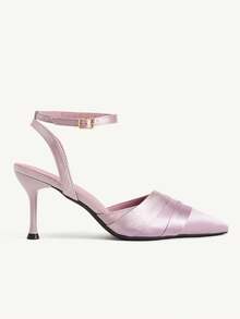 CUCCOO CHICEST Light Purple Satin Pleated High Heels Pointed Toe Wine ...