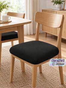 6Pcs Solid Color Stretchy Dining Chair Seat Cushion Cover, Removable Washable Elastic Chair Seat Protector Slipcover For Kitchen Dining Room Home Decor, Chair Not Included - Multicolor - View 1