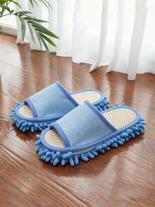 1pair Removable And Washable Linen Mop Slippers, Unisex Cleaning Slippers - multicolor - View 21