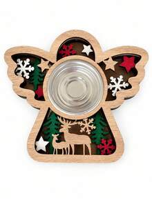 Cirelle 1pc 5-Layer Wooden Tea Light Candle Holder, Christmas Snowflake, Tree, Heart, Reindeer, Star And Butterfly Cutout Designs, Decorative Tabletop Candlestick For Dining Table, Mantel, Living Room, Holiday Party And Seasonal Home Decor - multicolor - View 16