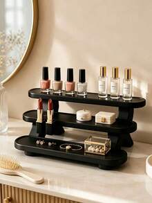 3-Tier Countertop Display Stand, Countertop Organizer, Small Plastic Tiered Organizer Rack For Bathroom Vanity, Makeup, Perfume, Nail Polish, Skincare Samples, Desk Stationery, Mini Figures And Collectibles, Birthday Gift, Christmas Gift - Multicolor - View 2