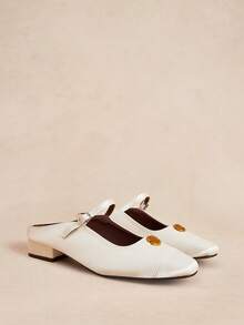 Rosivie French Splicing Square Toe With Closed Toe Slippers Backless Elegant Simple And Comfortable Sandals Square Toe Low Vamp Commuting - Champagne - View 3