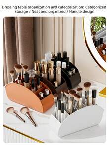 1PC Desktop Cosmetics Storage Box Multi Compartment Organizer For Office Stationery Pens Remote Control Makeup Brushes Eyebrow Pencils Holder Home Desk Tidy - coffee color - View 5