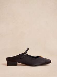 Rosivie French Splicing Square Toe With Closed Toe Slippers Backless Elegant Simple And Comfortable Sandals Square Toe Low Vamp Commuting - Graphite Black - View 2