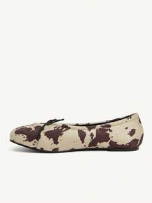 CUCCOO CHICEST Ladies Spring And Autumn New Simple Square Toe Animal Cow Bow Design Elegant Party Dating Afternoon Tea Ladies Flat Shoes - cow - View 6
