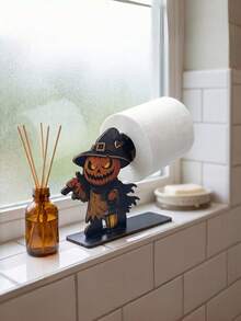Halloween Wooden Paper Towel Holder, Cute Black Cat Ghost Skeleton Pumpkin Man Countertop Paper Roll Holder, Decorative Freestanding Kitchen Tissue Dispenser For Halloween Home Party Decor - various - View 7