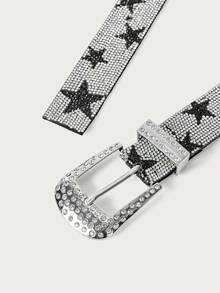 Glisma Thắt lưng trang trí kim cương phong cách Dark Punk Stars Flash, retro subculture, phối đồ đa năng cho quần jeans - Bạc - Xem 6