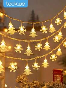 Teckwe Christmas Tree Decor Christmas Tree Reindeer Snowflake LED Light String,Indoor Room Wall Decor, Holiday Party Decor Light, Christmas Tree Decor Reindeer Snowflake Light String, Suitable For Winter Christmas Parties Decor String Lights - Clear - View 3