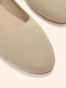 CUCCOO BASICS Women's Round Toe Flat Bottom Apricot Knitted Ankle Strap Low Vamp Flat Bottom Shoes Simple, Comfortable And Breathable Versatile Daily Commuter - Apricot - View 10