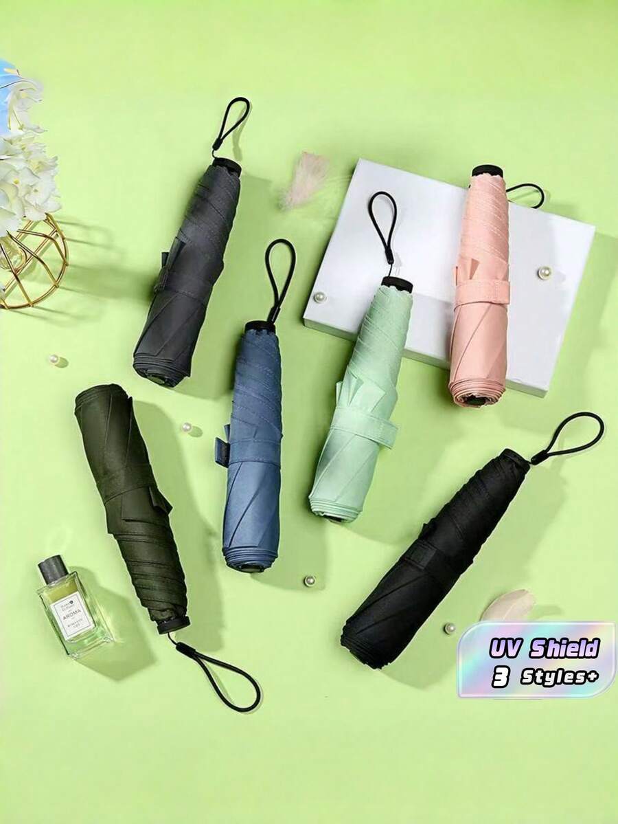 Pencil Umbrella With Coin Handle, Lightweight Compact Travel Umbrella, UV Protection Sun & Rain Portable Umbrella, Small Foldable Commute Umbrella, 3 Colors - Multicolor - View 1