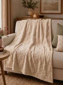 Cirelle Selimut Lembut Ultra Warna Kopi Motif Kotak-kotak - Selimut Flanel Bertekstur Kotak-kotak Mewah, Selimut Kotak-kotak Nyaman untuk Sofa & Tempat Tidur - cokelat - View 2