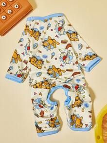 GARFIELD | PETSIN 1pc Cute Yellow Kitten Long Ears Puppy Ice Cream Doughnut Printed Pet Jumpsuit Light Color Soft Comfortable Breathable Pet Clothes - Multicolor - View 1