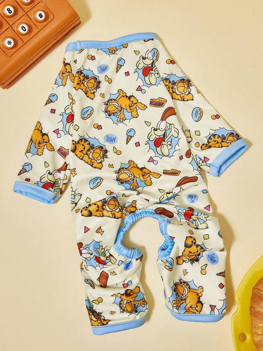GARFIELD | PETSIN 1pc Cute Yellow Kitten Long Ears Puppy Ice Cream Doughnut Printed Pet Jumpsuit Light Color Soft Comfortable Breathable Pet Clothes - Multicolor - View 1