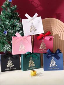 10PCS Premium Cardboard Merry Christmas Multi-Color Decorative Gift Box, Elegant Holiday Packaging Box For Christmas Gifts, Party Favors, Friends, Family, Winter Celebrations. - multicolor - View 3