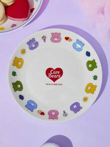 Care Bear X Joivida 1PC Ceramic Dinner Plates, Cute Gingham Check Cartoon Printed Round Porcelain Plates Set, Microwave Color Rim Tableware, Kawaii Decor Dessert Salad Plate Gift For Kids Girls Fans - Multicolor - View 4