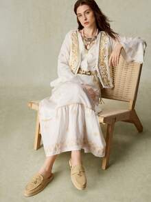Styleloop 女款時尚淺棕拼接舒適平底穆勒拖鞋，適合戶外休閒旅行風格 - 燕麥杏 - 查看 5