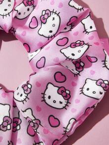 HELLO KITTY AND FRIENDS | SHEIN 3 件装柔软缎面发圈，闪亮线圈发带，可爱蝴蝶结，猫咪，粉色设计，有弹性，不伤头发 - 彩色 - 查看 8