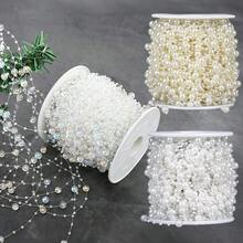 1Roll 60M Artificial Pearls String Chain Strand Beaded Wire Valentine Gift Garland Flowers Decor DIY Wedding Bouquet Hair Accessory Crafts - Multicolor - View 12