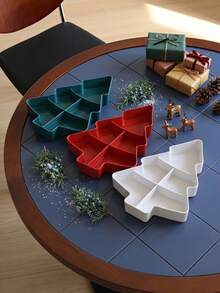 Joivida Christmas Tree Shaped Snack Tray, Divided Plastic Serving Platter, Compartment Dish, Multi‑Grid Snack Plate For Christmas Party, Tabletop Decor, Family Gathering, Holiday Snack Storage - multicolor - View 2