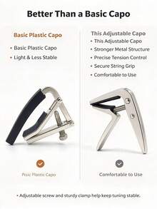 Metal Guitar Capo Adjustable Screw Tension Capo For Acoustic Folk Guitar, Anti-Slip Rubber Pad Guitar Tuning Clamp, Musical Instrument Accessory - Multicolor - View 5