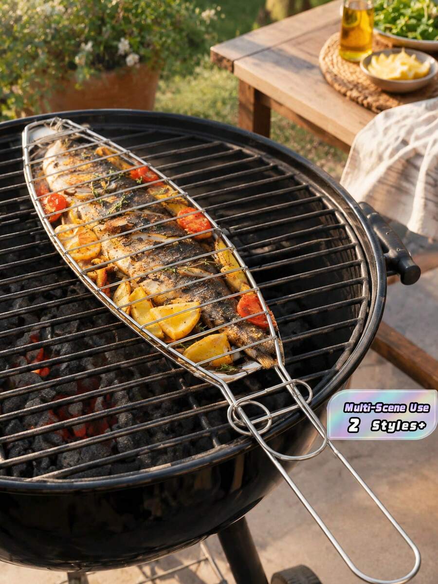 Rak Panggangan Ikan Portabel, Struktur Kokoh dan Tahan Lama, Cocok untuk Memanggang Ikan Utuh, Fillet Ikan, Makanan Laut, Sayuran, Sangat Cocok untuk BBQ di Luar Ruangan, Berkemah, Piknik, Pesta, Memasak di Musim Panas, Mencegah Makanan Jatuh, Mudah Dibawa - bawaan - View 1